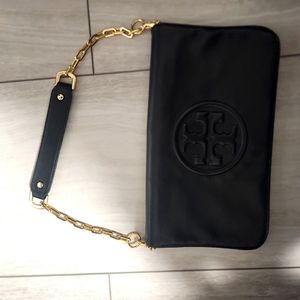 Leather tory Burch large clutch